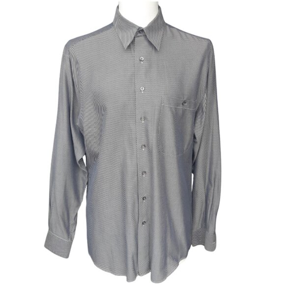 Harry Rosen SZ M Cotton Striped Men's Button Up Shirt, Black & Grey - Picture 2 of 14